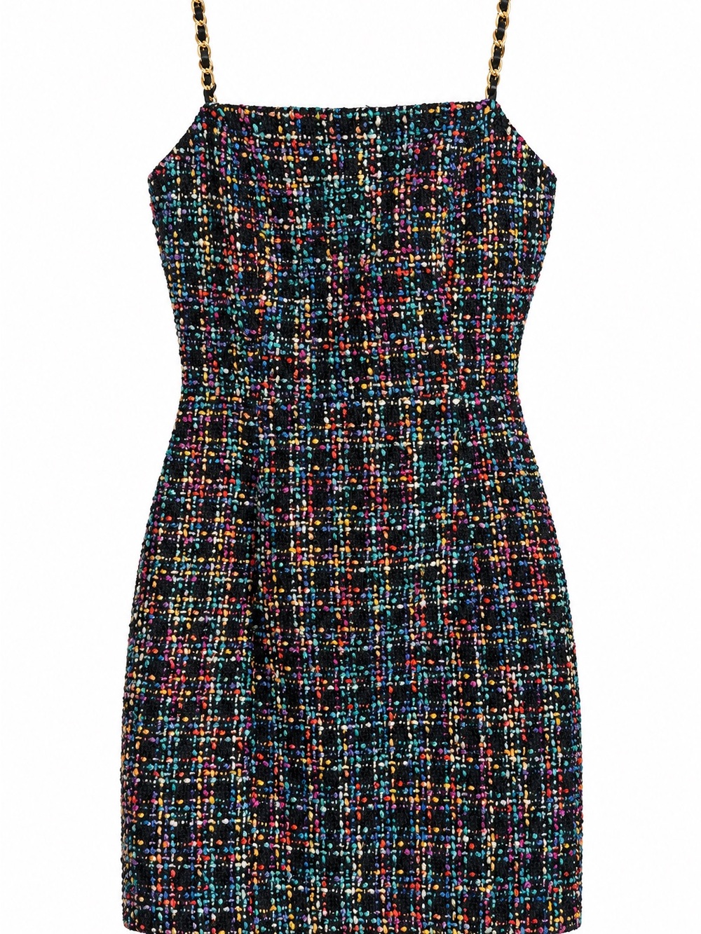 Amanda Uprichard Black Tweed Mini Dress with Multicolor Speckles